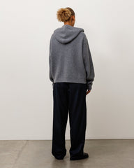 WAFFLE CASHMERE ZIP HOOD SWEATER